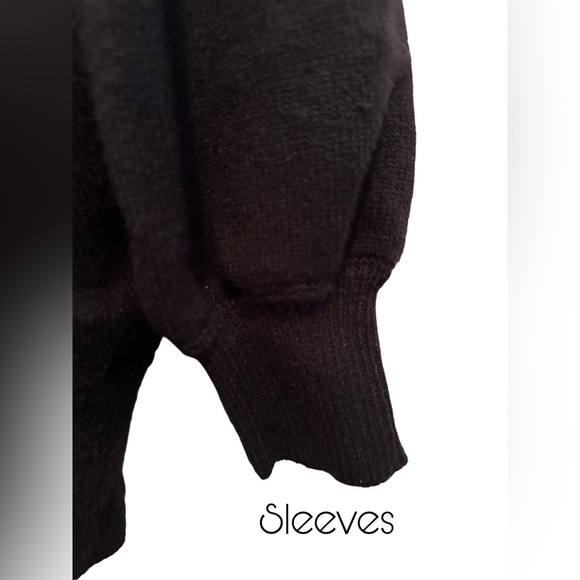 NWOT Women’s Deep V Neck Wrapped Front Long Dolman Sleeves Sweater Color Black - Picture 3 of 3